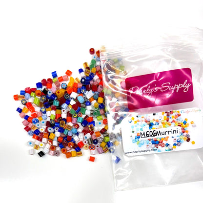 Glass Murrini – 1oz (28g) Mixed Slices | COE 104 | Lampwork, Enameling, Fusing, Jewelry Supplies - M606 - between 90-140 pcs 3-4mm