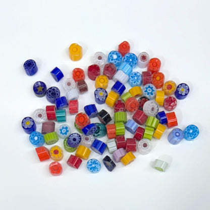 Glass Murrini – 1oz (28g) | COE 104 | Lampwork, Enameling, Fusing, Jewelry Supplies - M622- between 90-140 pcs 6-7mm
