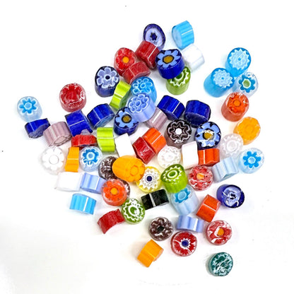 Glass Murrini – 1oz (28g) | COE 104 | Lampwork, Enameling, Fusing, Jewelry Supplies - M622- between 90-140 pcs 6-7mm