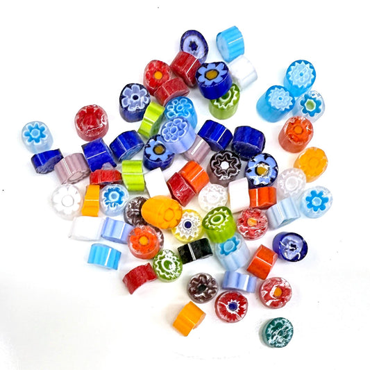 Glass Murrini – 1oz (28g) | COE 104 | Lampwork, Enameling, Fusing, Jewelry Supplies - M622- between 90-140 pcs 6-7mm