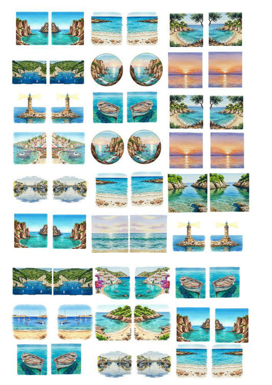 Decals, Mediterranean Landscapes Ceramic decals - Enamel Decal - Fusible Decal - Glass Fusing Decal ~ Waterslide Decal 2116