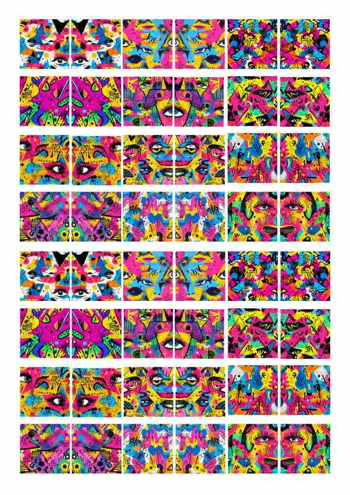 Overglaze Decals, Pop Art Abstract Ceramic decals - Enamel Decal - Fusible Decal - Glass Fusing Decal ~ Waterslide Decal 40166