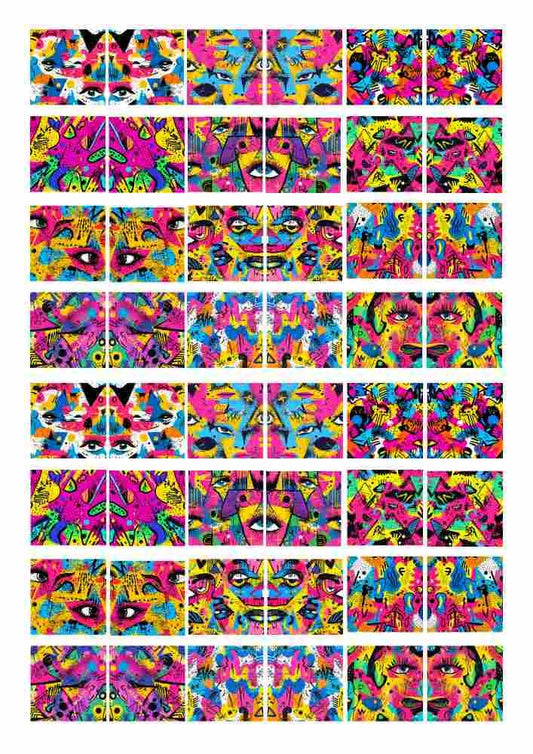 Overglaze Decals, Pop Art Abstract Ceramic decals - Enamel Decal - Fusible Decal - Glass Fusing Decal ~ Waterslide Decal 40166