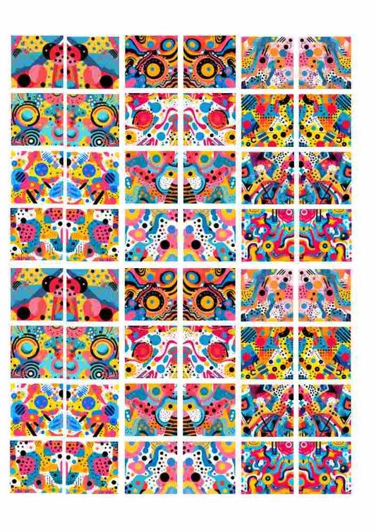 Overglaze Decals, Pop Art Abstract Ceramic decals - Enamel Decal - Fusible Decal - Glass Fusing Decal ~ Waterslide Decal 40167