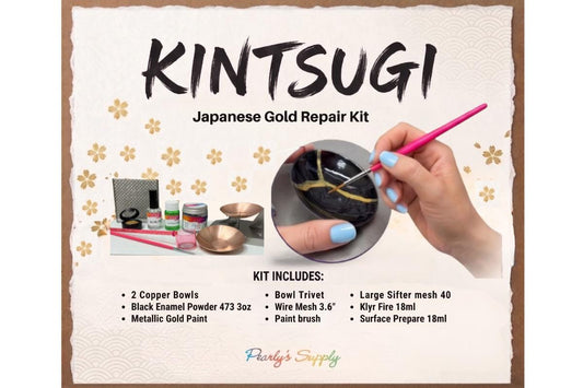 Kintsugi Inspired Enamel Kit, Gold Detail Copper Bowl DIY Kit (Worth 100 USD)