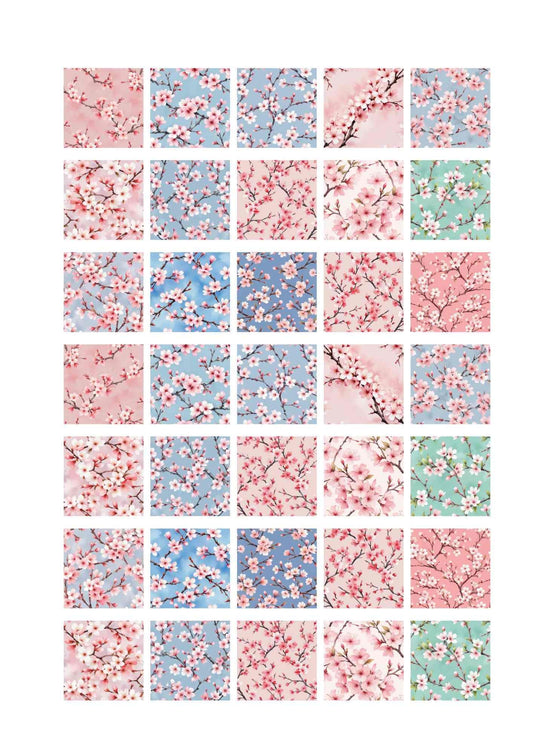 Overglaze Decals, Cherry Blossom Garden, Ceramic decals - Enamel Decal - Fusible Decal - Glass Fusing Decal ~ Waterslide Decal - 3217
