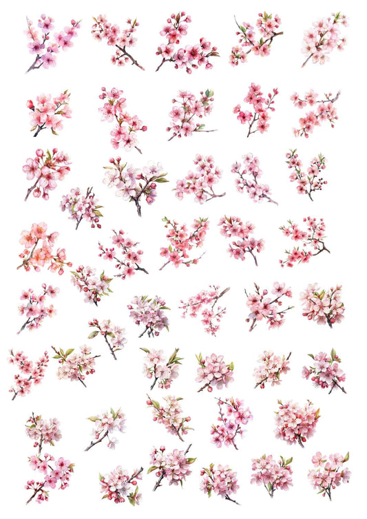 Overglaze Decals, Sakura Branches, Ceramic decals - Enamel Decal - Fusible Decal - Glass Fusing Decal ~ Waterslide Decal - 3218