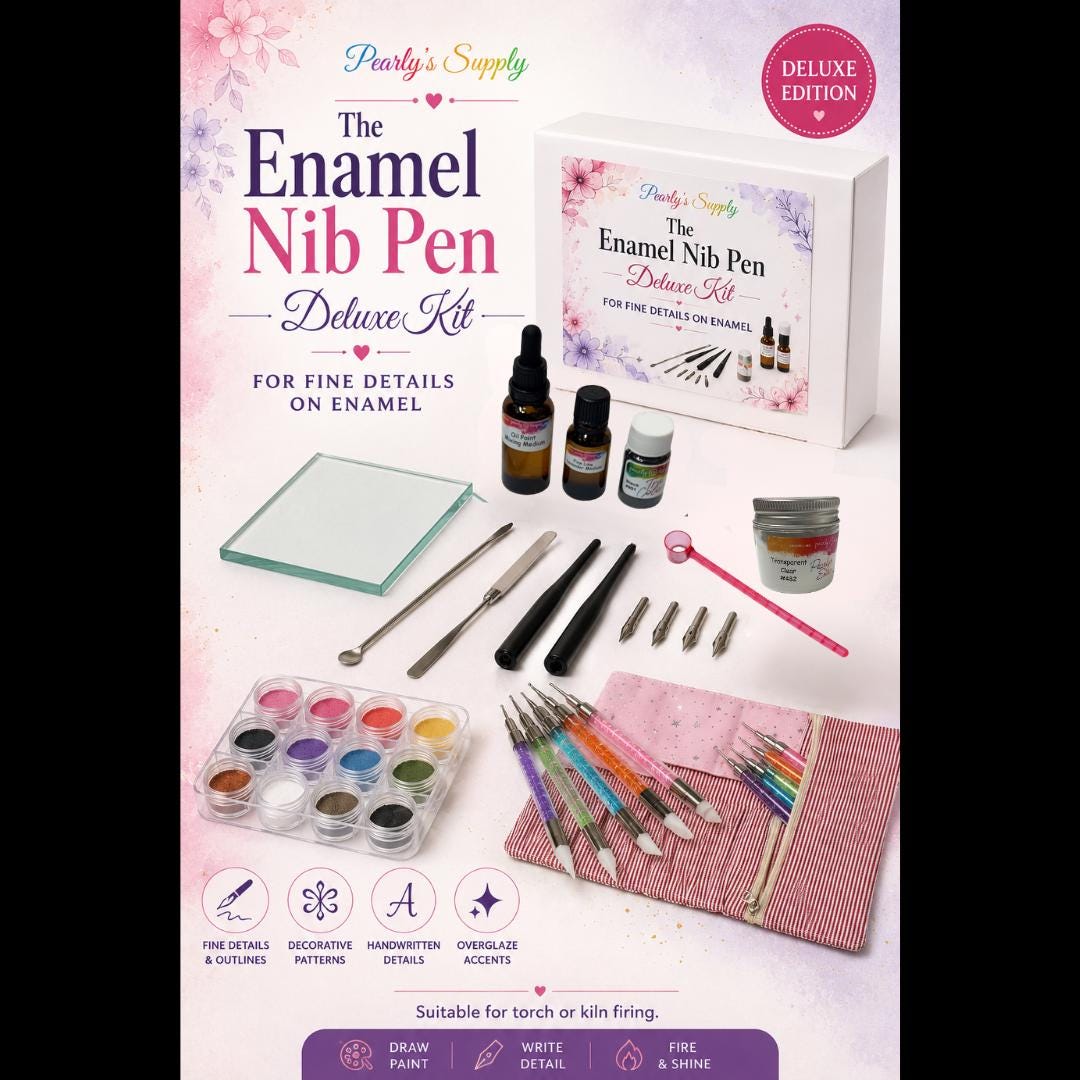 The Enamel Nib Pen Kit for Fine Details on Enamel - Glass - Overglaze - Ceramic - China Paint - Lead Free