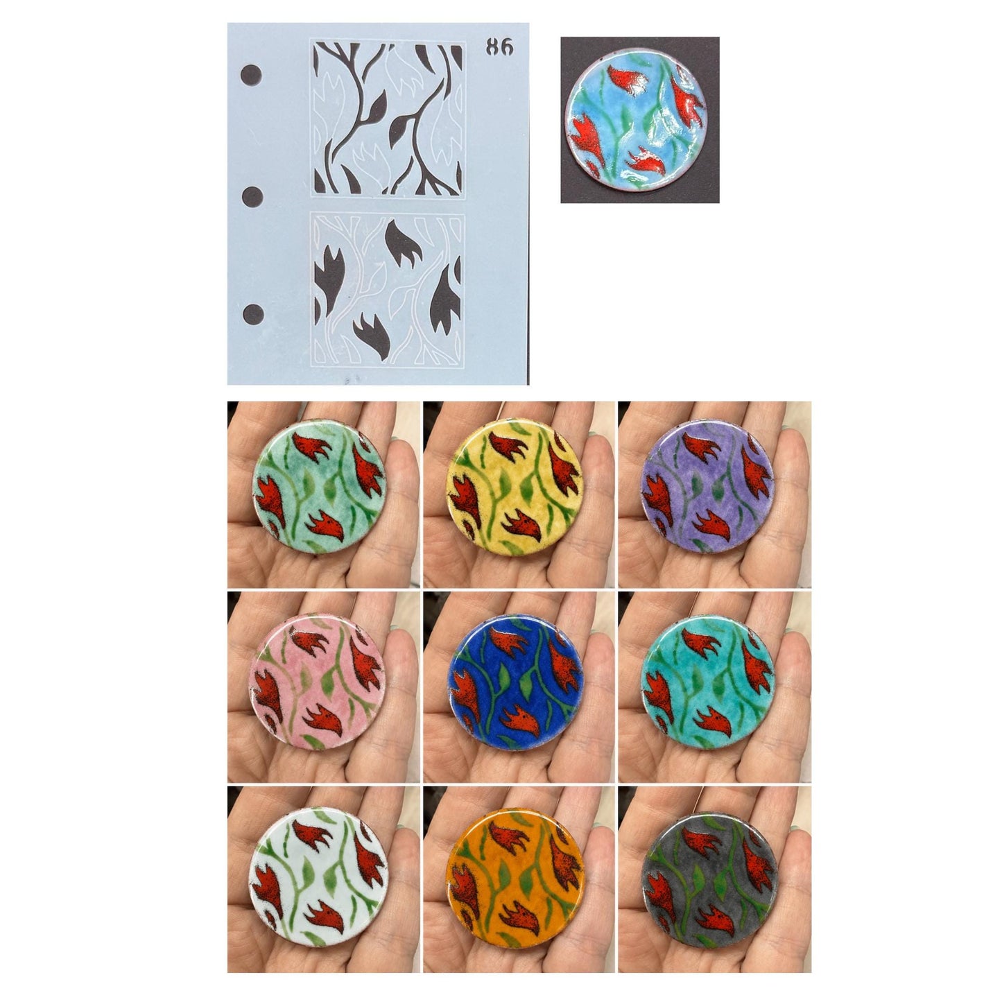 Layered Enamel Stencil Set, 22 Stencils, 15 Multi-Layer Designs