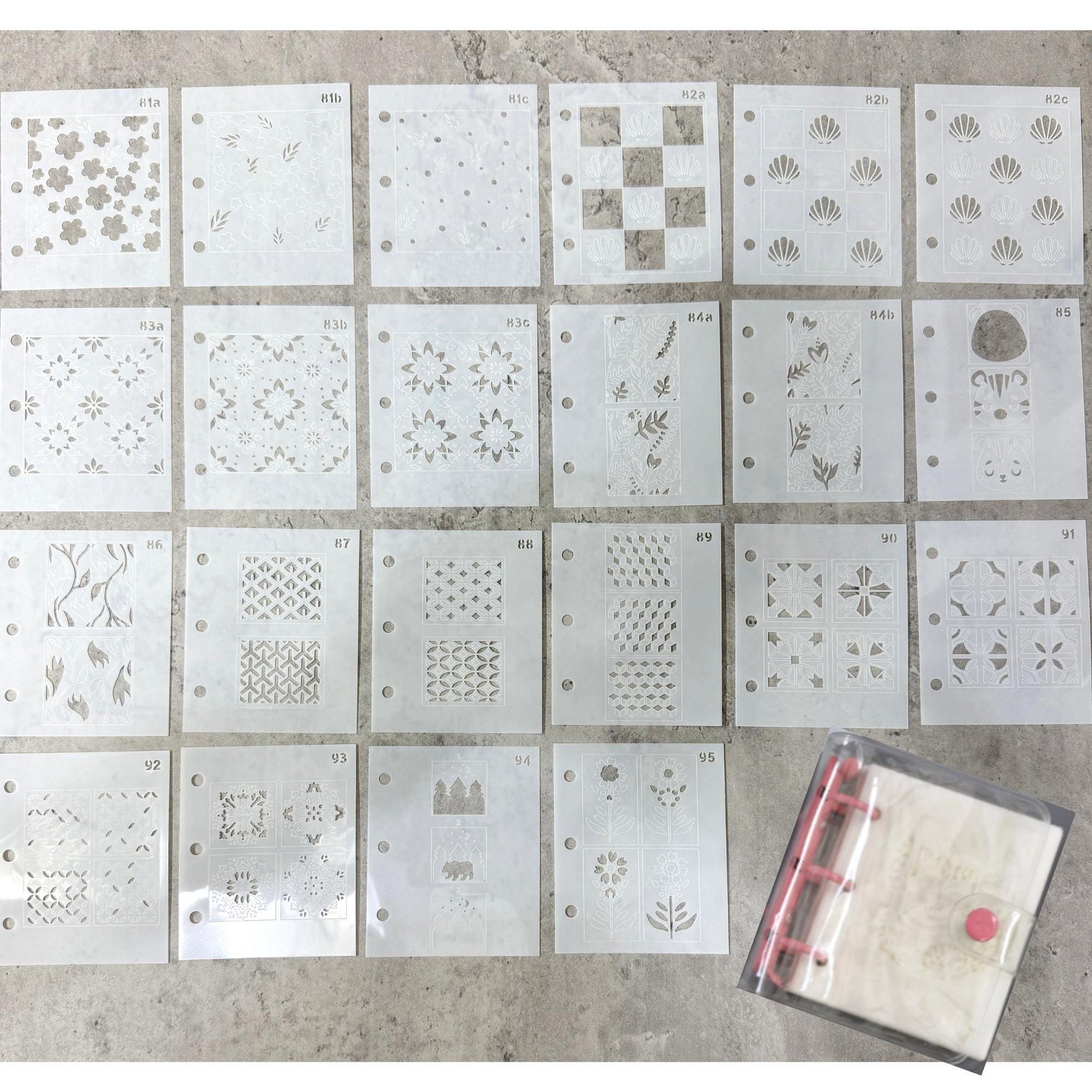 Layered Enamel Stencil Set, 22 Stencils, 15 Multi-Layer Designs