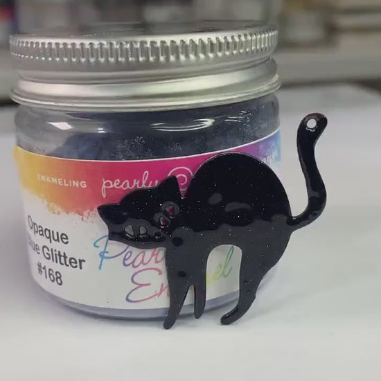 Pearly's Enamel Powder No. 168 Opaque Blue Glitter 3oz. (85gr.) - Lead Free Great for torch/kiln/Cloisonné and Wet Packing Enameling