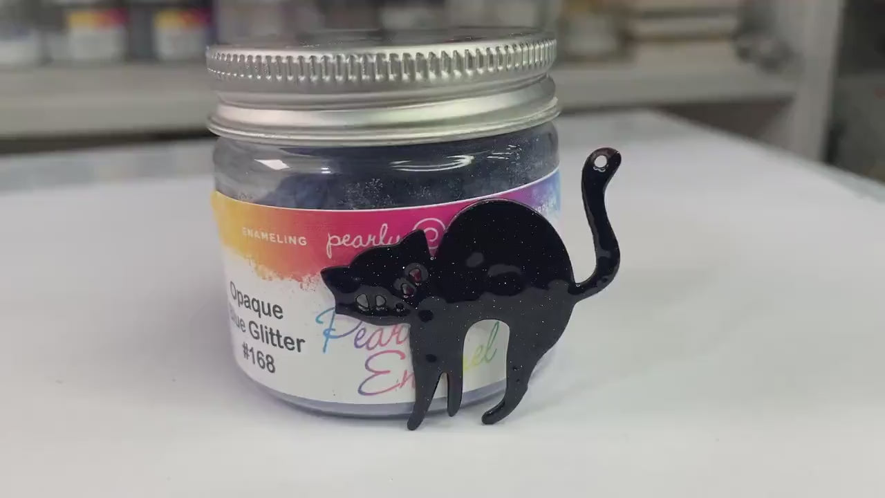 Pearly's Enamel Powder No. 168 Opaque Blue Glitter 3oz. (85gr.) - Lead Free Great for torch/kiln/Cloisonné and Wet Packing Enameling