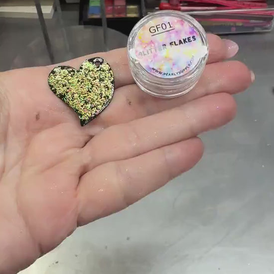 Glitter Flakes GF01 - LEAD FREE Iridescent Shifting Colors for Art, Enameling, and DIY Projects