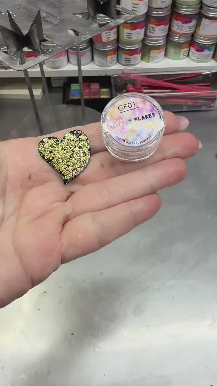 Glitter Flakes GF01 - LEAD FREE Iridescent Shifting Colors for Art, Enameling, and DIY Projects