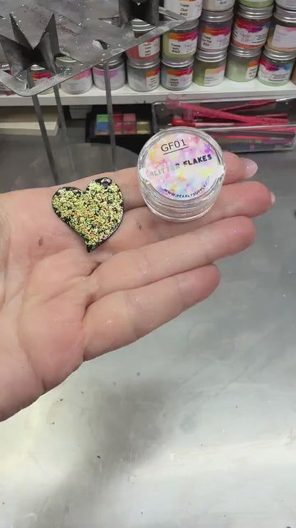 Glitter Flakes GF01 - LEAD FREE Iridescent Shifting Colors for Art, Enameling, and DIY Projects