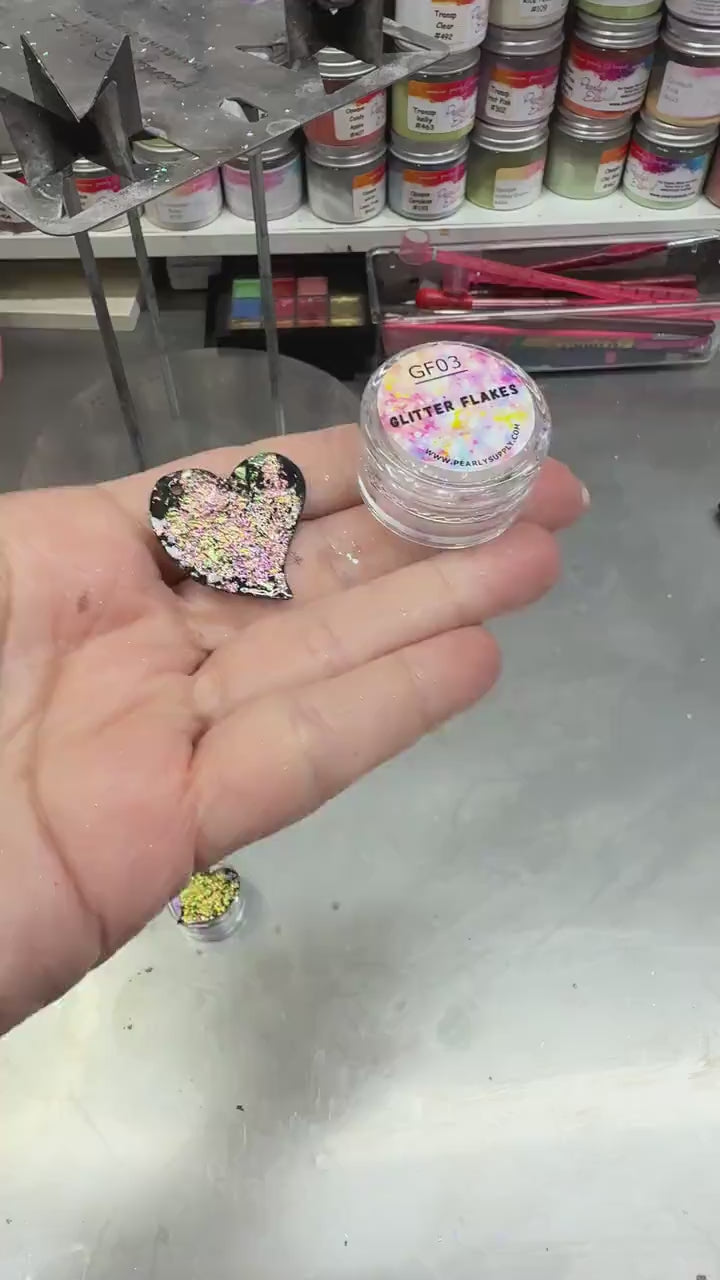 Glitter Flakes GF03 - LEAD FREE - Iridescent Shifting Colors for Art, Enameling, and DIY Projects