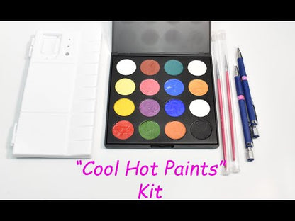 New - Cool Hot Paints Complete  Kit - lead free -  including Mixing Palette  - Apply On Enameled Components- 16 Colors Palette and Brushes