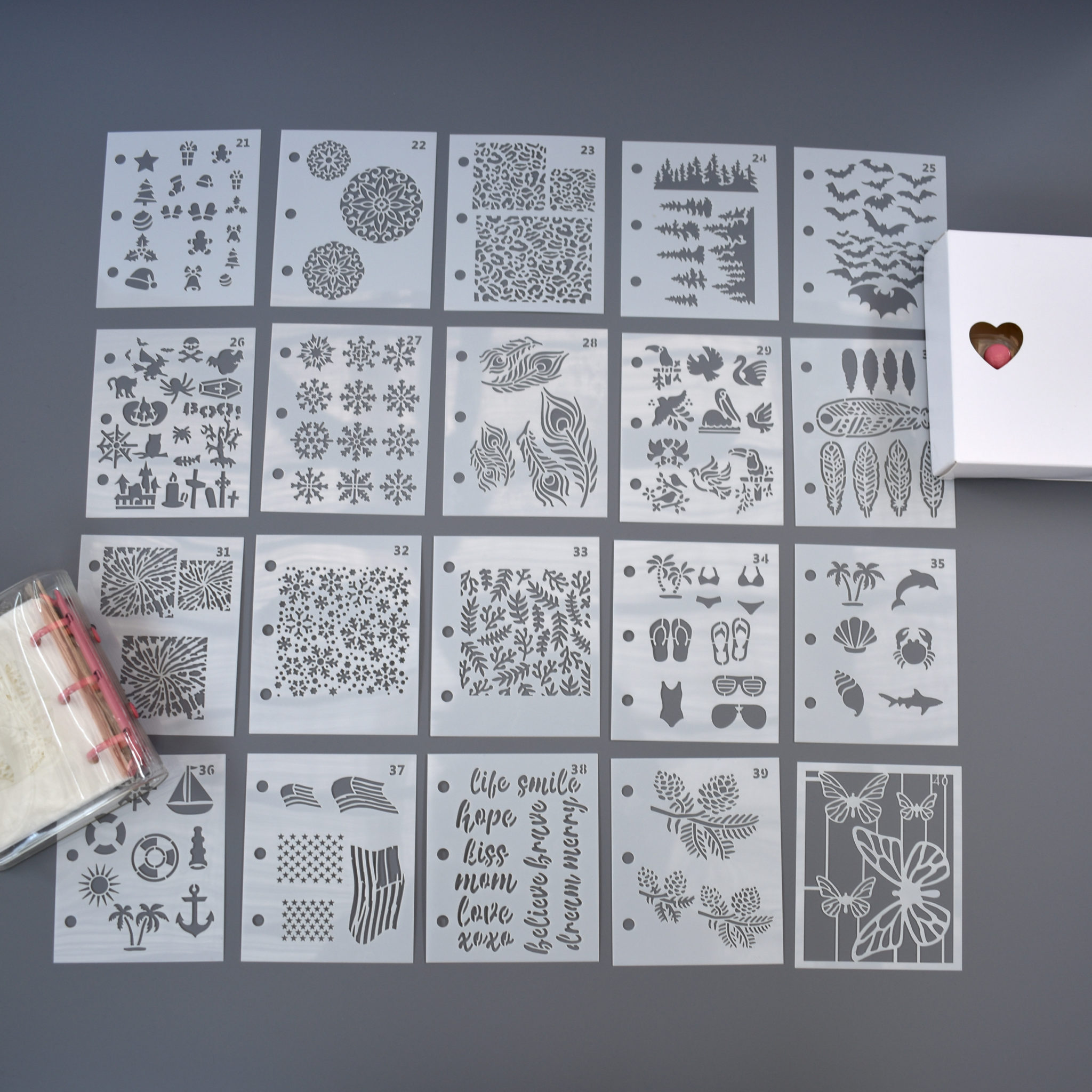 20 Different Designs Stencils With Folder - great for adding enamel ...